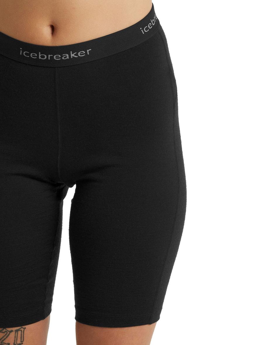 Women's Icebreaker Merino 200 Oasis Thermal Shorts Base Layers Black | CA 1065JPQJ